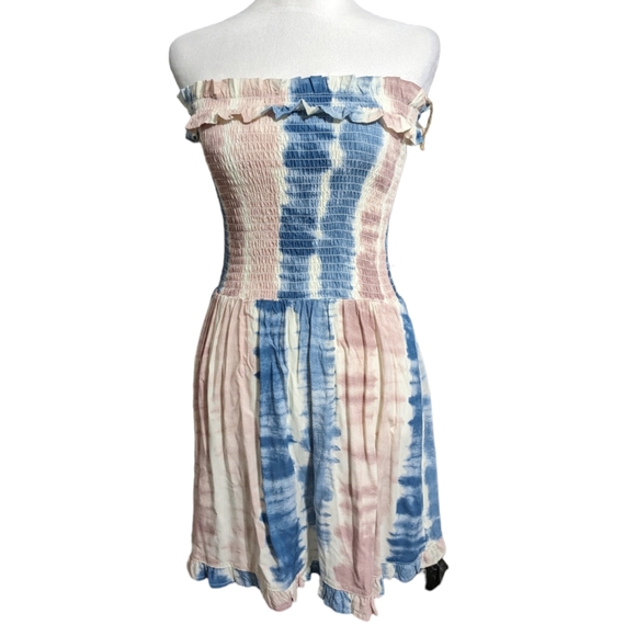 Ocean Drive  strapless sg cotton candy smock dress size S TD blue pink - Picture 1 of 8